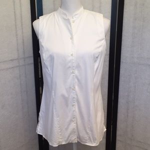 Lafayette Sleeveless Asian Collar Tailored Blouse